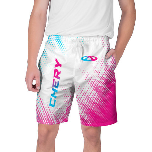 Мужские шорты Chery neon gradient style: надпись, символ / 3D-принт – фото 1