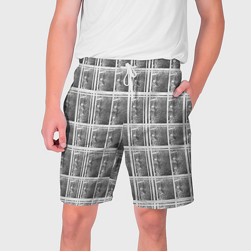 Мужские шорты Серая клетка / 3D-принт – фото 1
