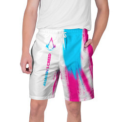 Мужские шорты Assassins Creed neon gradient style: по-вертикали