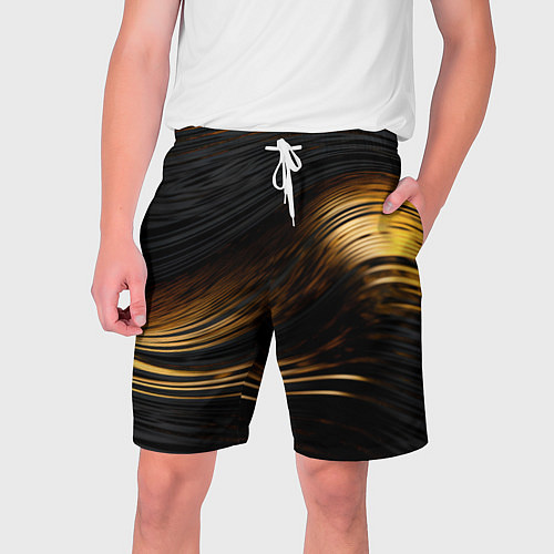 Мужские шорты Black gold waves / 3D-принт – фото 1