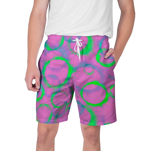 Мужские шорты Тай дай розовый с зеленым / 3D-принт – фото 1