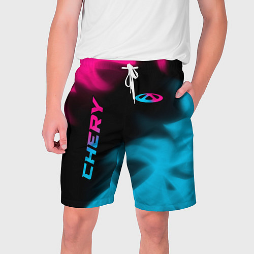Мужские шорты Chery - neon gradient: надпись, символ / 3D-принт – фото 1
