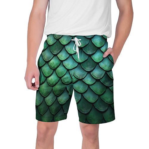 Мужские шорты Чешуя зелёного дракона / 3D-принт – фото 1