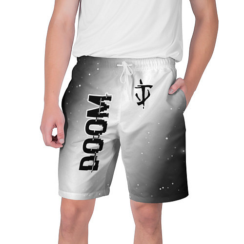 Мужские шорты Doom glitch на светлом фоне: надпись, символ / 3D-принт – фото 1