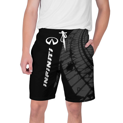 Мужские шорты Infiniti speed на темном фоне со следами шин: по-в / 3D-принт – фото 1