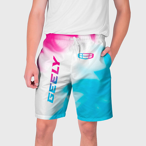 Мужские шорты Geely neon gradient style: надпись, символ / 3D-принт – фото 1