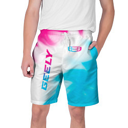 Мужские шорты Geely neon gradient style: надпись, символ