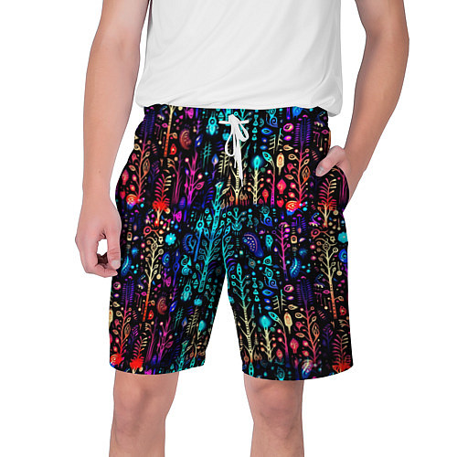 Мужские шорты Флуоресцентные Цветы / 3D-принт – фото 1