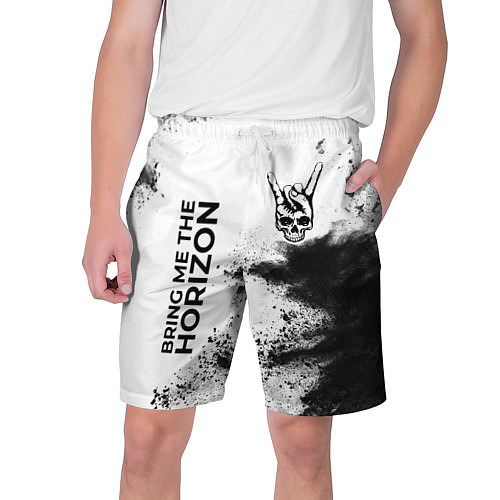 Мужские шорты Bring Me the Horizon и рок символ на светлом фоне / 3D-принт – фото 1