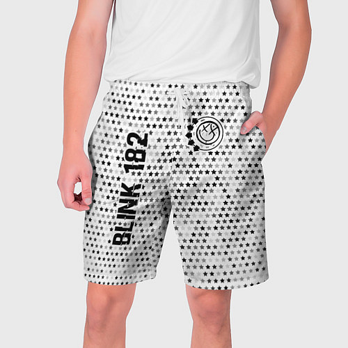 Мужские шорты Blink 182 glitch на светлом фоне: надпись, символ / 3D-принт – фото 1