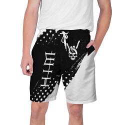Шорты на шнурке мужские HIM и рок символ на темном фоне, цвет: 3D-принт