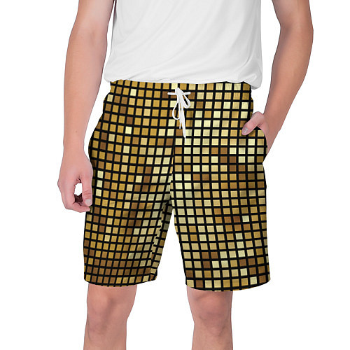 Мужские шорты Золотая мозаика, поверхность диско шара / 3D-принт – фото 1