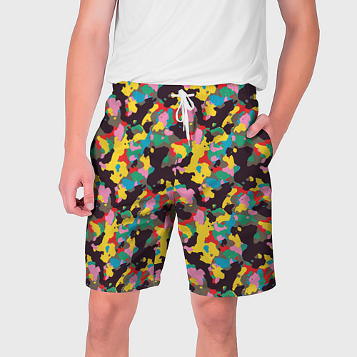 Мужские шорты Модный красочный камуфляж / 3D-принт – фото 1