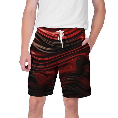 Мужские шорты Кожаная красная и черная текстура / 3D-принт – фото 1