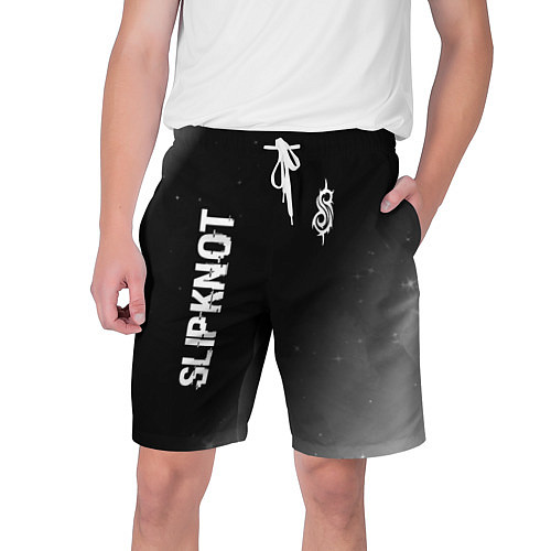 Мужские шорты Slipknot glitch на темном фоне: надпись, символ / 3D-принт – фото 1