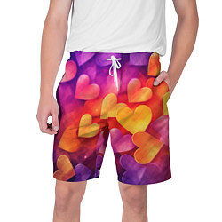 Шорты на шнурке мужские Разноцветные сердечки, цвет: 3D-принт