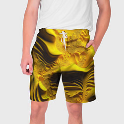 Шорты на шнурке мужские Желтая объемная текстура, цвет: 3D-принт