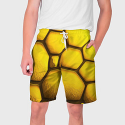 Шорты на шнурке мужские Желтые объемные плиты, цвет: 3D-принт