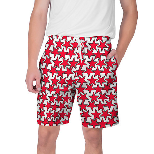 Мужские шорты Ретро звёзды красные / 3D-принт – фото 1