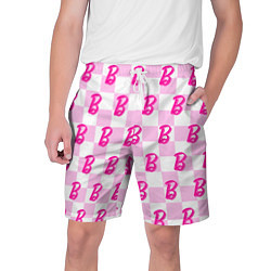 Шорты на шнурке мужские Розовая шашка и Барби, цвет: 3D-принт