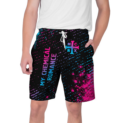 Мужские шорты My Chemical Romance - neon gradient: надпись, симв / 3D-принт – фото 1