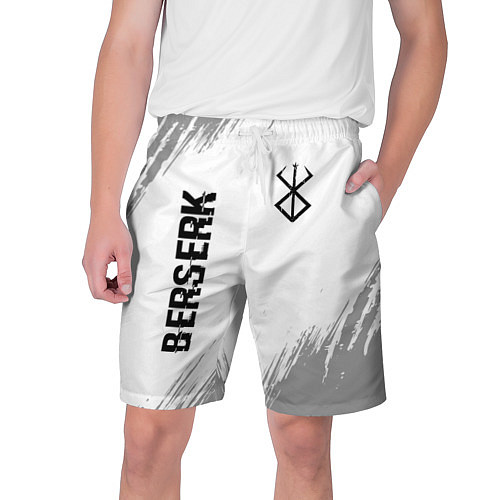 Мужские шорты Berserk glitch на светлом фоне: надпись, символ / 3D-принт – фото 1