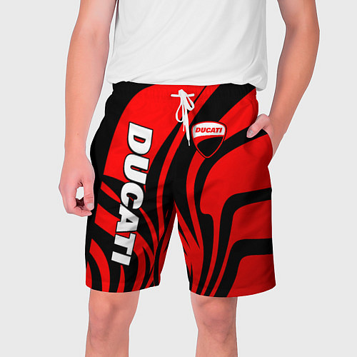 Мужские шорты Ducati - red stripes / 3D-принт – фото 1