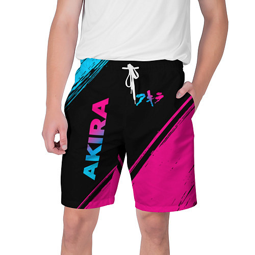 Мужские шорты Akira - neon gradient: надпись, символ / 3D-принт – фото 1