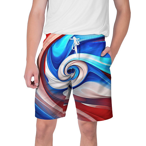 Мужские шорты Волны в цвете флага РФ / 3D-принт – фото 1
