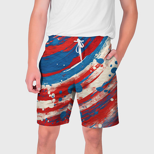Мужские шорты Краски в цветах флага РФ / 3D-принт – фото 1