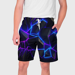 Шорты на шнурке мужские Синий и фиолетовый неон, цвет: 3D-принт