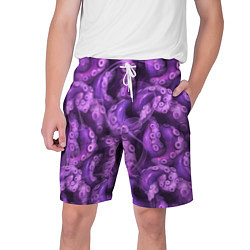 Шорты на шнурке мужские Фиолетовые щупальца и дым, цвет: 3D-принт