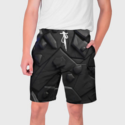 Шорты на шнурке мужские Черные объемные вставки, цвет: 3D-принт