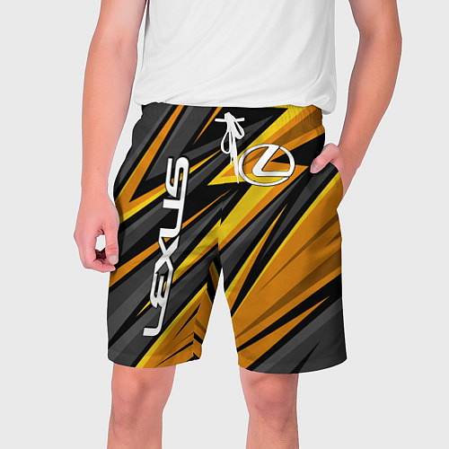 Мужские шорты Лексус - желтая спортивная абстракция / 3D-принт – фото 1