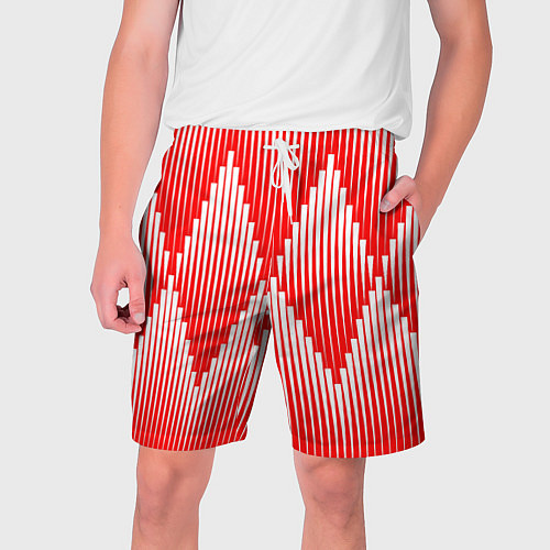 Мужские шорты Красные белые большие ромбы / 3D-принт – фото 1