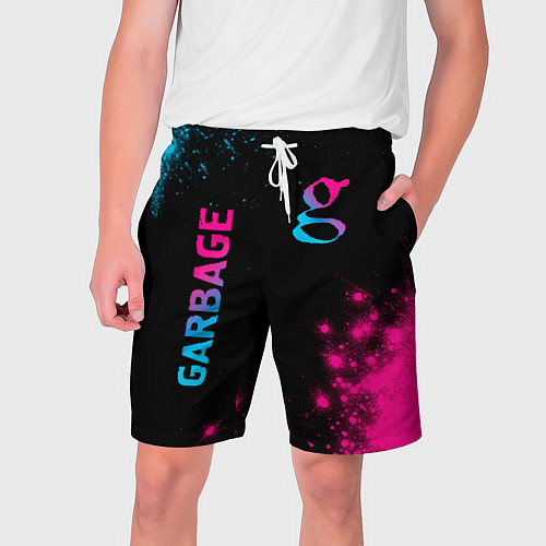 Мужские шорты Garbage - neon gradient: надпись, символ / 3D-принт – фото 1