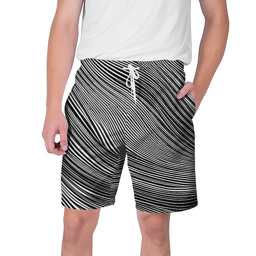 Мужские шорты Черно-белые полосы абстракция / 3D-принт – фото 1