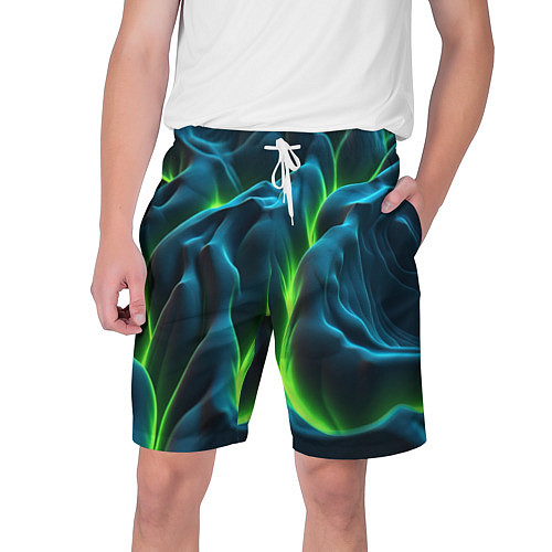 Мужские шорты Зеленая кислотная текстура с плитами / 3D-принт – фото 1