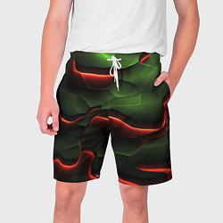 Шорты на шнурке мужские Объемные красно зеленые плиты, цвет: 3D-принт