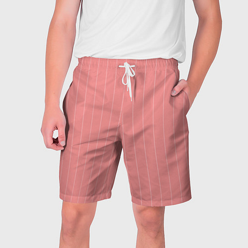 Мужские шорты Благородный розовый полосатый / 3D-принт – фото 1
