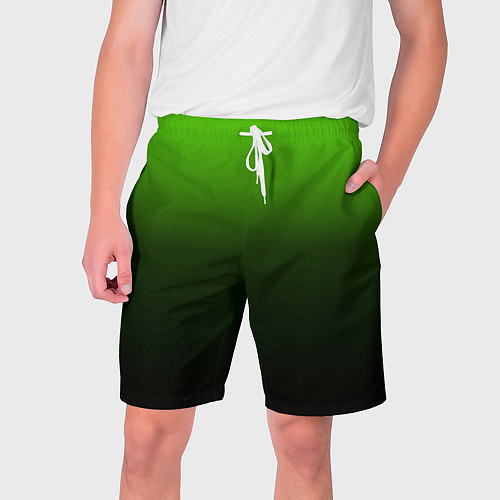 Мужские шорты Градиент ядовитый зеленый - черный / 3D-принт – фото 1