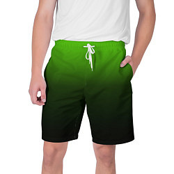 Шорты на шнурке мужские Градиент ядовитый зеленый - черный, цвет: 3D-принт