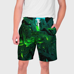 Шорты на шнурке мужские Зелёный город, цвет: 3D-принт