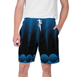 Шорты на шнурке мужские Сине-черный градиент в полоску, цвет: 3D-принт