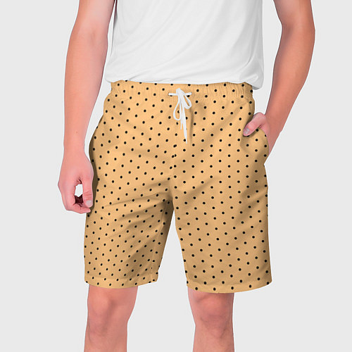 Мужские шорты Жёлтый в чёрный горошек / 3D-принт – фото 1