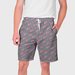 Шорты на шнурке мужские Паттерн - Барби и серый фон, цвет: 3D-принт