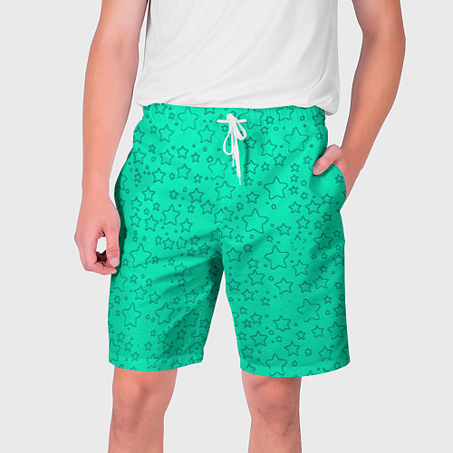 Мужские шорты Звёздочки светло-зелёный / 3D-принт – фото 1