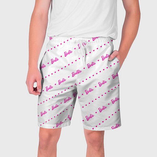Мужские шорты Барби паттерн - логотип и сердечки / 3D-принт – фото 1