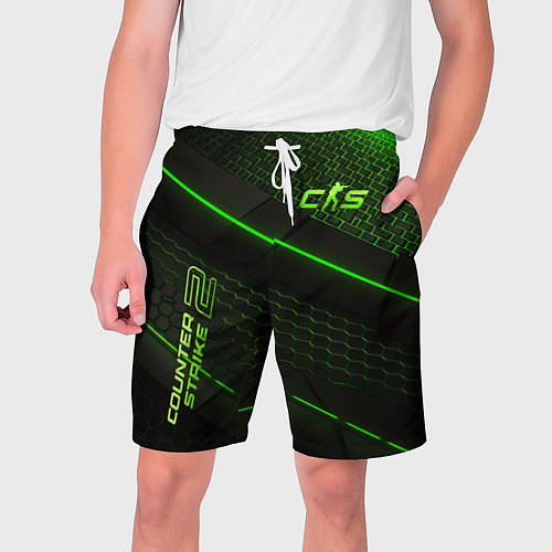 Мужские шорты CS2 green neon / 3D-принт – фото 1