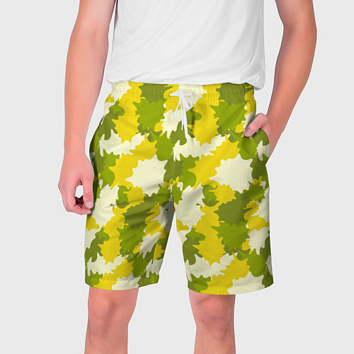 Мужские шорты Желто-зеленый камуфляж / 3D-принт – фото 1